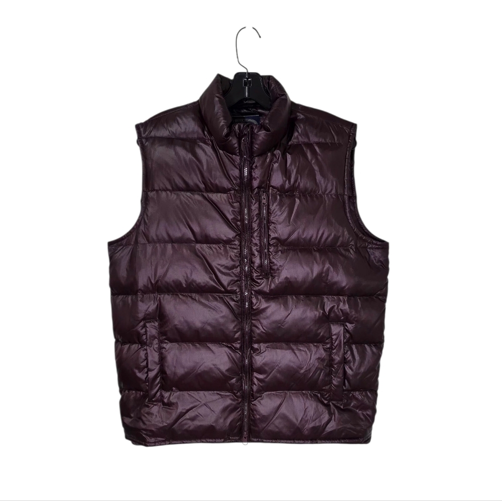 J Crew Mens Down Vest Burgundy Techno Fabric Sleeveless‎ Puffer Size M